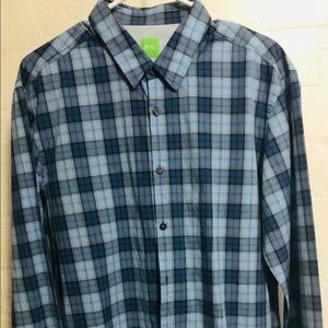 Hugo Boss plaid button down casual dress shirt XL